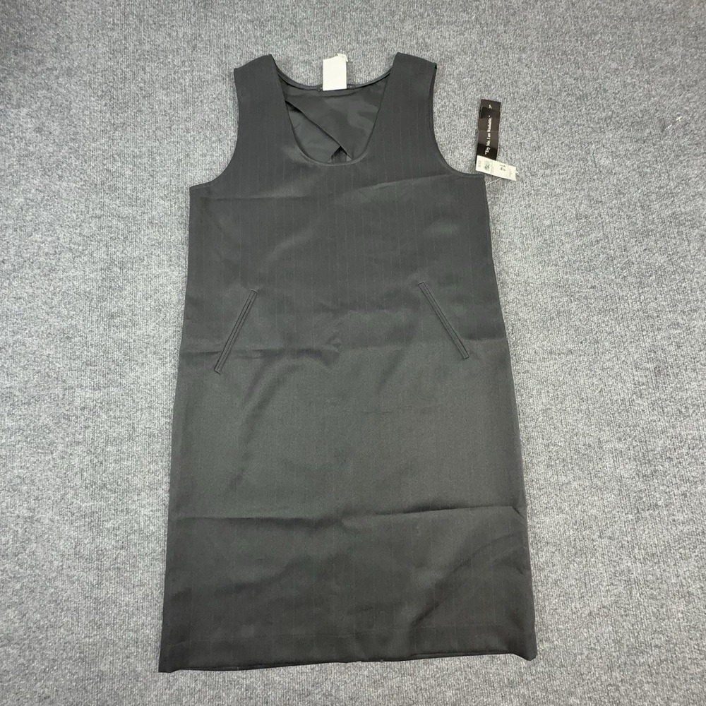 Morton Bernard Dress Womens 14 Gray Stripe Sleeveless Scoop Neck Sheath Pockets